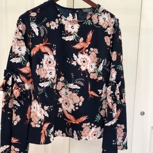 Black floral blouse